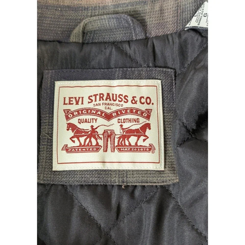 Levi's Men's Plaid Shirt Jacket Large New With Tags Quilted Insulated Shacket - Picture 4 of 11